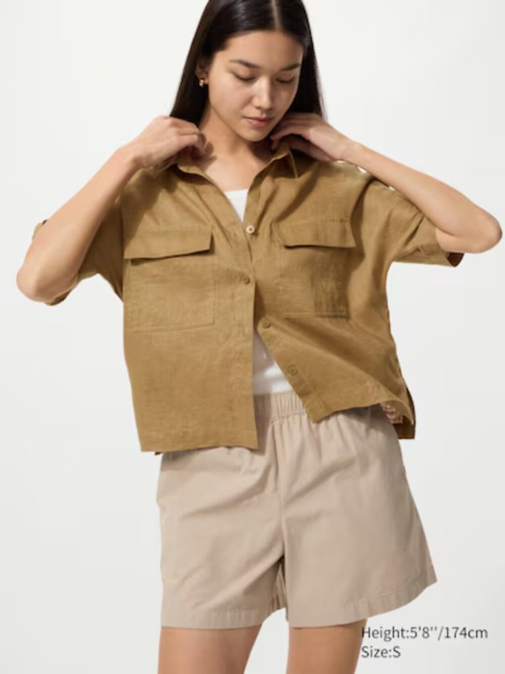 NWT Uniqlo Premium Linen Skipper Boxy Shirt S - Picture 1 of 6
